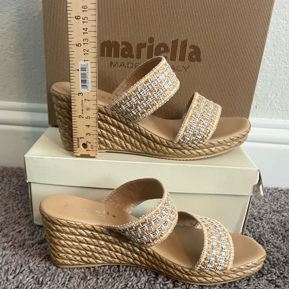 NIB Mariella Wedge Wedge Sandal 9.5 Beige - Picture 3 of 13